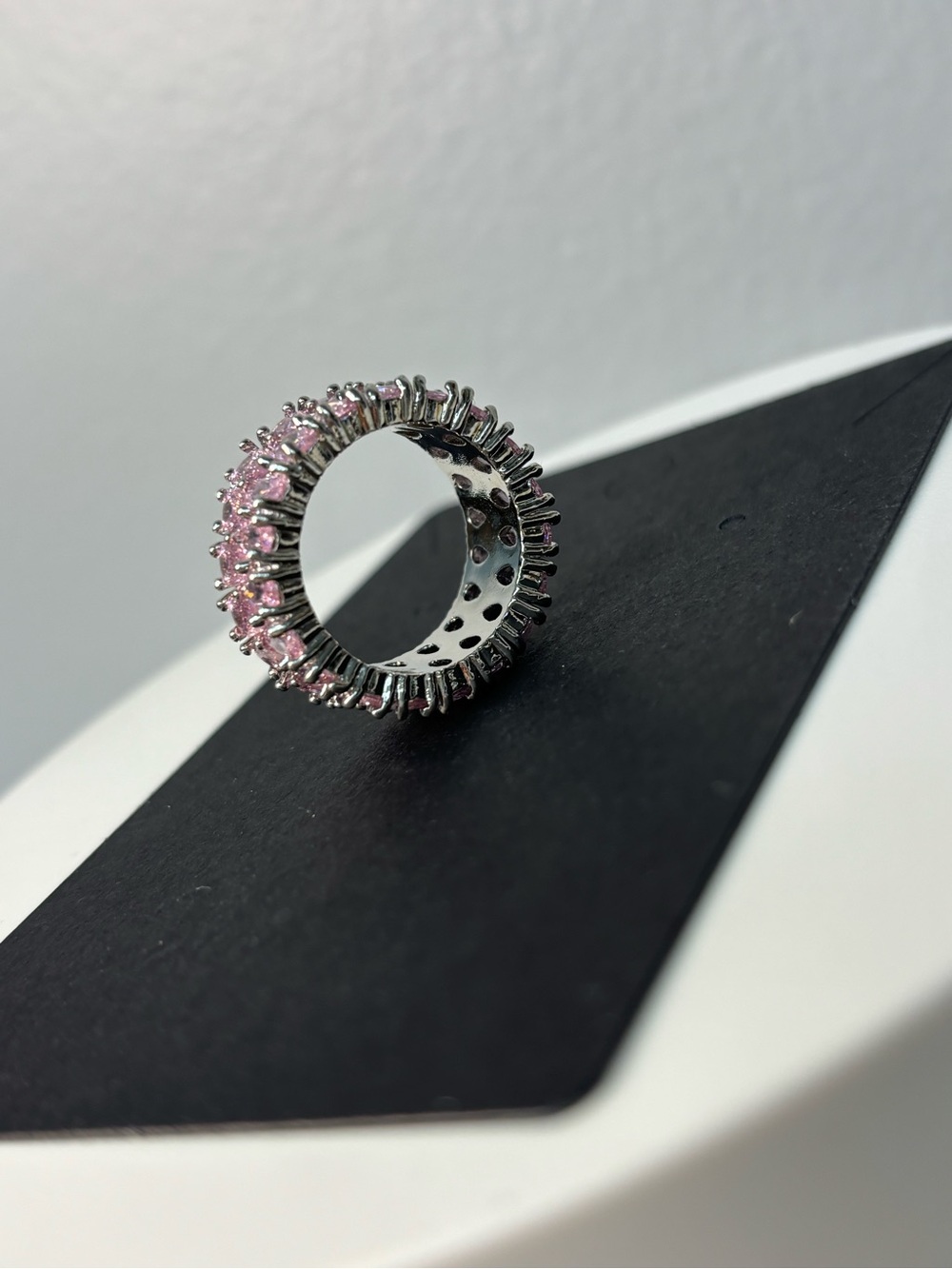 Pink Stone Eternity Band Ring - Picture 8 of 10